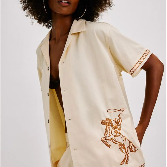 Free People The Tales Yeehaw Embroidered Cowboy Shirt 🤠 - Picture 11 of 12